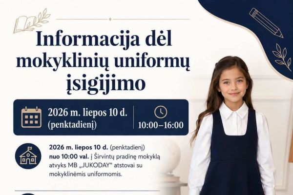Informacija dėl mokyklinių uniformų įsigijimo